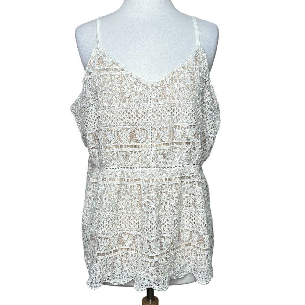 Maurices Lace Tank  Plus Size 1 Cream and Tan New With Tag